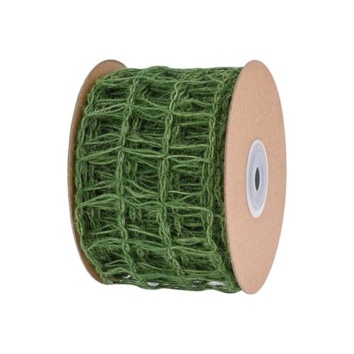 GreatRise 10 Yard Bunt Juteband Netz Jute-Netzbänder Rustikale Bastelband Weihnachtsband Vintage Dekoband Geschenkband zum DIY Handwerk Hochzeit Weihnachten Kranz Blumenstrauß Deko Grün von GreatRise