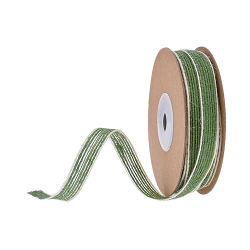 GreatRise 10 Yard Weihnachten Juteband Klassical Jute Geschenkband Sackleinen Schnur Rolle Vintage Dekoband Bastelband für DIY Handwerk Verpackung Hochzeit Blumenstrauß Deko 10mm-Weiß+Grün von GreatRise