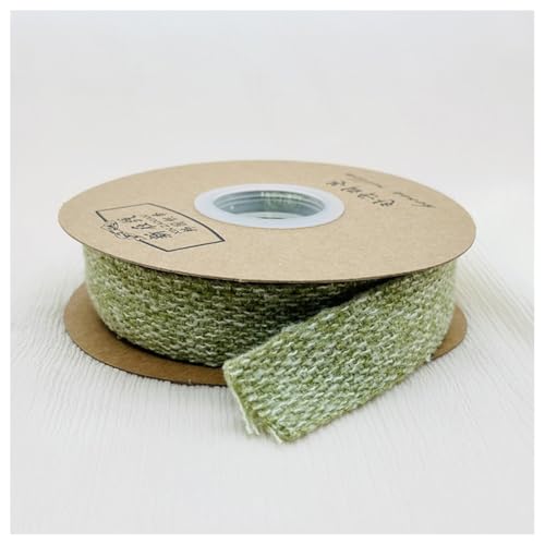 GreatRise 10 Yard Zwei Farben Webband Vintage Geschenkband Dekoband Bastelband Stoffband Polyester Woven Band Ribbon Wolltresse Einfassband für DIY Handwerk Nähen Geschenkverpackungen Bohne Grün 25mm von GreatRise