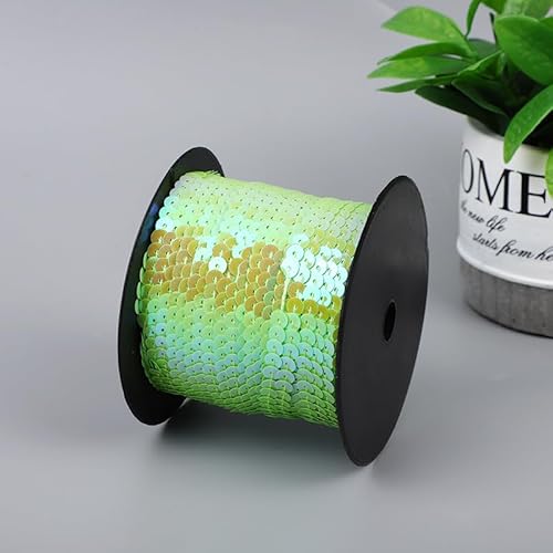 GreatRise 100 Yard Bunte Paillettenband Paillettenbesatz Glitzer Paillette Trim String Pailletten-Dekoband Pailletten Band Glitzerband Bastelband für Kleiderverzierung Stirnband Illusion Grün von GreatRise