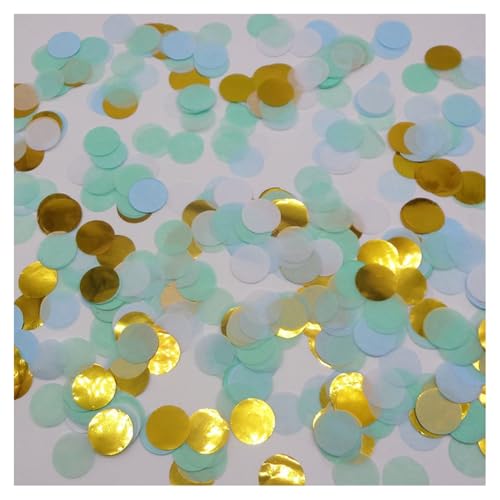 GreatRise 1000g Konfetti Bunt 2.5cm Rund Papierreste Streudekoration Papier für Innen und Draußen, für Hochzeit Geburtstag Valentinstag Jubiläum Weihnachten Karneval Silvester Party Deko Blau-Gold von GreatRise