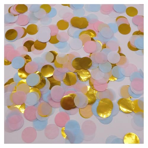 GreatRise 1000g Konfetti Bunt 2.5cm Rund Papierreste Streudekoration Papier für Innen und Draußen, für Hochzeit Geburtstag Valentinstag Jubiläum Weihnachten Silvester Party Deko Rosa-Blau-Gold von GreatRise