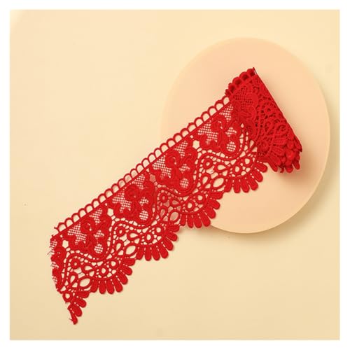 GreatRise 10cm Stickerei Spitzenbesatz Wasserlösliche Spitzenband Bestickte Vintage Spitzenborte Inelastische Milchseide Spitzenbordüre für Vorhang Tischdecke Kleidung Großes Rot 10cm*2 Yards von GreatRise