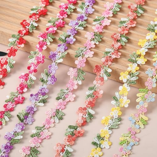 GreatRise 15 Yards Bunte Blumenband Gänseblümchen Stickerei Dekoband Florale Spitzenborte Blumen Spitzenband Zierband zum Nähen für Basteln Vorhänge Kleidung Scrapbooking Heimdekoration Grünlich-gelb von GreatRise