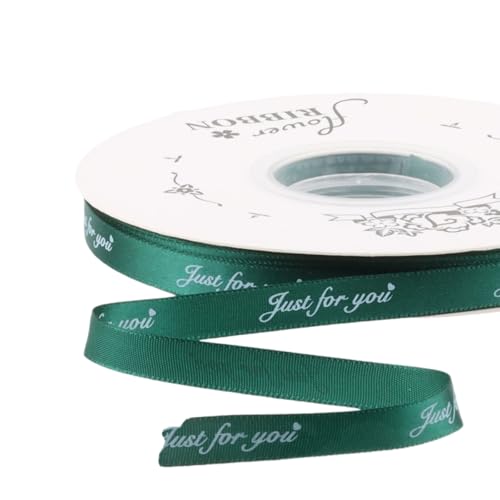 GreatRise 1cm 45 Yards Schleifenband mit Englische Alphabets Schmales Bedruckt Stainband Weihnachtsband Geschenkband Dekoband Farbband für Geschenkverpackung Blume Hochzeit Dunkelgrün 1cm*45Yards von GreatRise