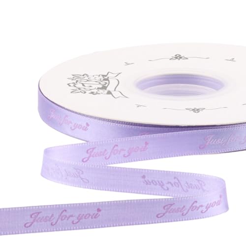 GreatRise 1cm 45 Yards Schleifenband mit Englische Alphabets Schmales Bedruckt Stainband Weihnachtsband Geschenkband Dekoband Farbband für Geschenkverpackung Blume Hochzeit Hellviolett 1cm*45Yards von GreatRise