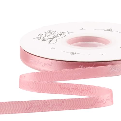 GreatRise 1cm 45 Yards Schleifenband mit Englische Alphabets Schmales Bedruckt Stainband Weihnachtsband Geschenkband Dekoband Farbband für Geschenkverpackung Blume Hochzeit Lotuswurzelrosa 1cm*45Yards von GreatRise