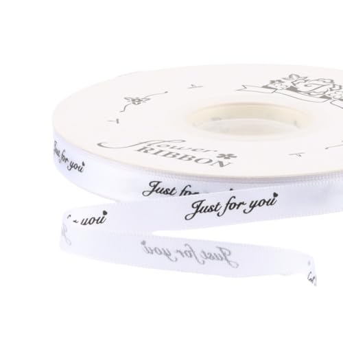 GreatRise 1cm 45 Yards Schleifenband mit Englische Alphabets Schmales Bedruckt Stainband Weihnachtsband Geschenkband Dekoband Farbband für Geschenkverpackung Blume Hochzeit Weiß 1cm*45Yards von GreatRise