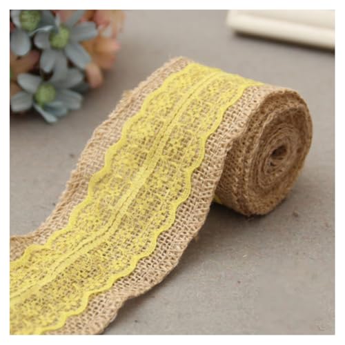 GreatRise 2 Meter × 6cm Natürliche Juteband mit Spitze Vintage Jute-Spitzenband Sackleinen Dekoband Geschenkband Stoffband für DIY Scrapbooking Geschenkverpackung Hochzeit Party Deko Gelb GreatRise 2 Meter × 6cm Natürliche Juteband mit Spitze Vintage Jute-Spitzenband Sackleinen Dekoband Geschenkband Stoffband für DIY Scrapbooking Geschenkverpackung Hochzeit Party Deko Gelb von GreatRise