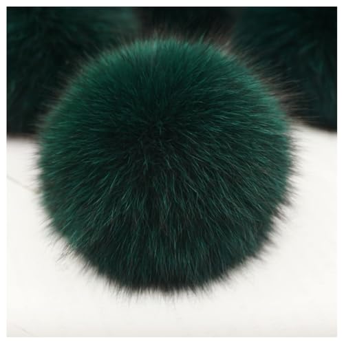 GreatRise 2 StücK Fellbommel für Mützen Künstlicher Haarball Nachahmung Fuchs Haarkugel Kunstpelz Bommel Plüsch Pompon für DIY Hüte, Taschen, Schals, Schuhe, Schlüsselanhänger Dunkelgrün 8cm von GreatRise