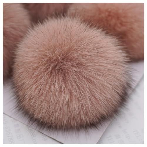 GreatRise 2 StücK Fellbommel für Mützen Künstlicher Haarball Nachahmung Fuchs Haarkugel Kunstpelz Bommel Plüsch Pompon für DIY Hüte, Taschen, Schals, Schuhe, Schlüsselanhänger Leder Rosa 10cm von GreatRise