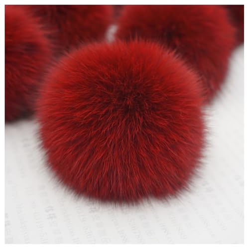 GreatRise 2 StücK Fellbommel für Mützen Künstlicher Haarball Nachahmung Fuchs Haarkugel Kunstpelz Bommel Plüsch Pompon für DIY Hüte, Taschen, Schals, Schuhe, Schlüsselanhänger Rot 8cm von GreatRise