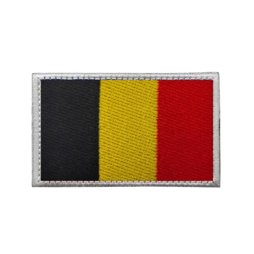 GreatRise 2 Stück Belgien Flagge Patch Militär Abzeichen, 8 × 5cm Hook and Loop Europa Flaggen Gestickt Abzeichen Bunt Selbstklebender Patch für Kleidung Rucksack Uniformen Weste Jacke von GreatRise