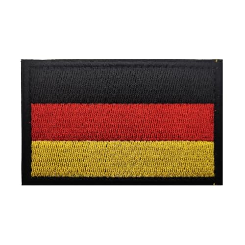 GreatRise 2 Stück Deutschland Blackside Flagge Patch Militär Abzeichen, 8 × 5cm Hook and Loop Europa Flaggen Gestickt Abzeichen Bunt Selbstklebender Patch für Kleidung Rucksack Uniformen Weste Jacke von GreatRise