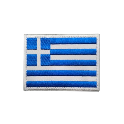 GreatRise 2 Stück Griechenland Flagge Patch Militär Abzeichen, 8 × 5cm Hook and Loop Europa Flaggen Gestickt Abzeichen Bunt Selbstklebender Patch für Kleidung Rucksack Uniformen Weste Jacke von GreatRise