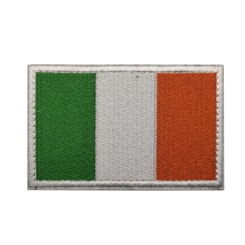 GreatRise 2 Stück Irland Flagge Patch Militär Abzeichen, 8 × 5cm Hook and Loop Europa Flaggen Gestickt Abzeichen Bunt Selbstklebender Patch für Kleidung Rucksack Uniformen Weste Jacke von GreatRise