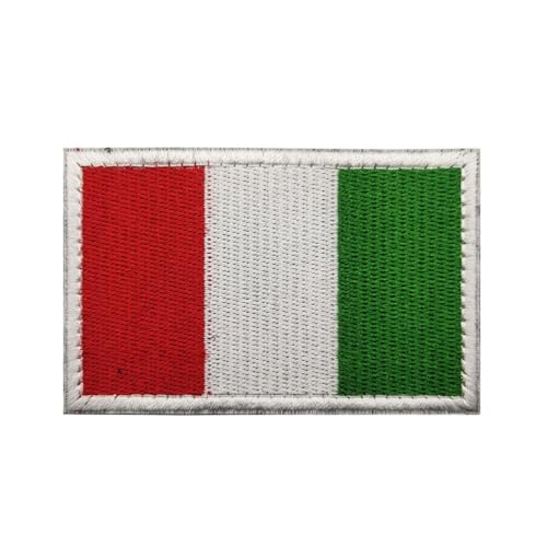 GreatRise 2 Stück Italien Flagge Patch Militär Abzeichen, 8 × 5cm Hook and Loop Europa Flaggen Gestickt Abzeichen Bunt Selbstklebender Patch für Kleidung Rucksack Uniformen Weste Jacke von GreatRise