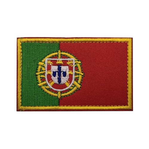 GreatRise 2 Stück Portugal Flagge Patch Militär Abzeichen, 8 × 5cm Hook and Loop Europa Flaggen Gestickt Abzeichen Bunt Selbstklebender Patch für Kleidung Rucksack Uniformen Weste Jacke von GreatRise