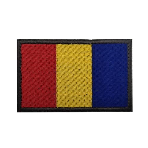 GreatRise 2 Stück Rumänien Flagge Patch Militär Abzeichen, 8 × 5cm Hook and Loop Europa Flaggen Gestickt Abzeichen Bunt Selbstklebender Patch für Kleidung Rucksack Uniformen Weste Jacke von GreatRise