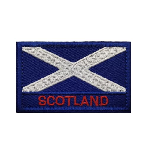 GreatRise 2 Stück Schottland Flagge Patch Militär Abzeichen, 8 × 5cm Hook and Loop Europa Flaggen Gestickt Abzeichen Bunt Selbstklebender Patch für Kleidung Rucksack Uniformen Weste Jacke von GreatRise