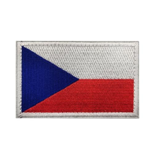 GreatRise 2 Stück Tschechische Republik Flagge Patch Militär Abzeichen, 8 × 5cm Hook and Loop Europa Flaggen Gestickt Abzeichen Bunt Selbstklebender Patch für Kleidung Rucksack Uniformen Weste Jacke von GreatRise