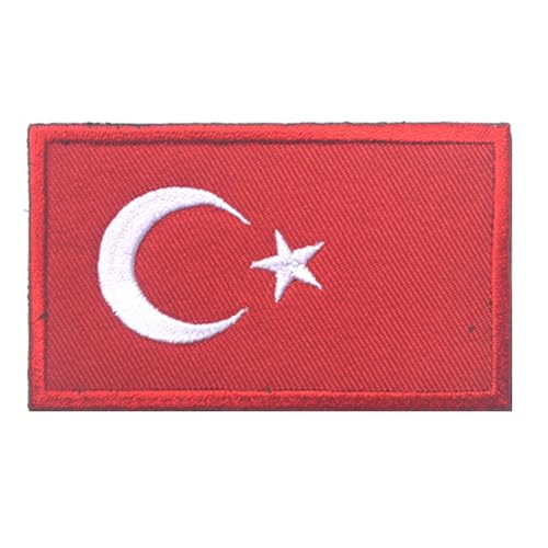 GreatRise 2 Stück Türkei Flagge Patch Militär Abzeichen, 8 × 5cm Hook and Loop Europa Flaggen Gestickt Abzeichen Bunt Selbstklebender Patch für Kleidung Rucksack Uniformen Weste Jacke von GreatRise