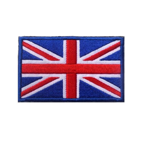 GreatRise 2 Stück UK Flagge Patch Militär Abzeichen, 8 × 5cm Hook and Loop Europa Flaggen Gestickt Abzeichen Bunt Selbstklebender Patch für Kleidung Rucksack Uniformen Weste Jacke von GreatRise