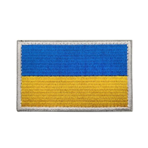 GreatRise 2 Stück Ukraine Flagge Patch Militär Abzeichen, 8 × 5cm Hook and Loop Europa Flaggen Gestickt Abzeichen Bunt Selbstklebender Patch für Kleidung Rucksack Uniformen Weste Jacke von GreatRise