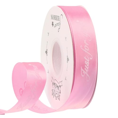 GreatRise 2.5cm 40 Yards Bedruckt Schleifenband mit Englisch Alphabets Muster Stainband Weihnachtsband Geschenkband Dekoband Farbband für Weihnachten DIY Handwerk Blumen Rosa 2.5cm*40Yards von GreatRise