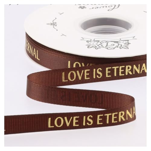 GreatRise 2.5cm Bedrucktes Geschenkband Stamping Gold Schleifenband Gedruckt Ripsband Weihnachtsband Dekoband mit Liebe ist Ewig für Valentinstag Hochzeit Geburtstag DIY Kaffee 1cm*40y von GreatRise