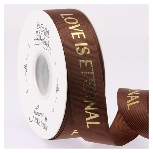 GreatRise 2.5cm Bedrucktes Geschenkband Stamping Gold Schleifenband Gedruckt Ripsband Weihnachtsband Dekoband mit Liebe ist Ewig für Valentinstag Hochzeit Geburtstag DIY Kaffee 2.5cm*40y von GreatRise