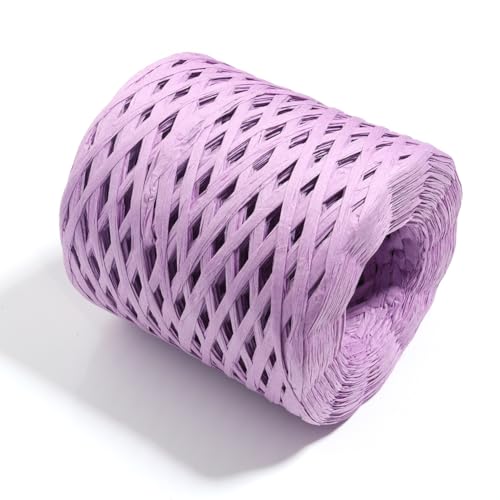 GreatRise 200 Meter Raffiabast Papierband Raffia Papierschnur Band Geschenkband Bindebast Dekoration Bastelband Dekoband für Verpackungen DIY Dekoration Blumensträuße Kunst Handwerk Lila von GreatRise