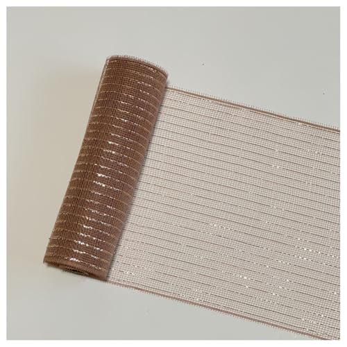 GreatRise 26cm x 10 Yard Weihnachts-Poly-Netzband Weihnachts Metallfolie Deko-Mesh-Band Durchscheinendes Glitzergarnband Bastelband für DIY Kranz Making Swag Girlande Roségold + Roségold 26cm×10 Yard von GreatRise