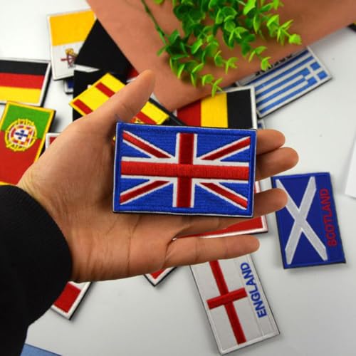 GreatRise 29 Stück Gemischt Flagge Patch Militär Abzeichen, 8 × 5cm Hook and Loop Europa Flaggen Gestickt Abzeichen Bunt Selbstklebender Patch für Kleidung Rucksack Uniformen Weste Jacke von GreatRise