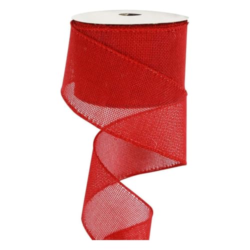 GreatRise 4cm x 5 Meter Juteband Rolle Jahrgang Leinenband Sackleinen Band Geschenkband Dekoband Stoffband für Weihnachten Hochzeit Geburtstagen Geschenken Zuhause Partys Deko Rot von GreatRise