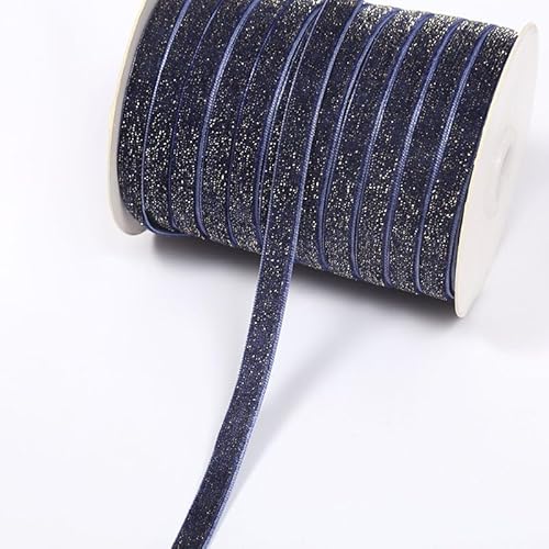 GreatRise 5 Yard Metallisches Glitzer Satinband Einseitiges Samtband Glitzer Samt Dekoband Schleifenband Schmuckband für Nähen Geburtstag Party Hochzeit Weihnachten Dekor Blau #4 1cm von GreatRise