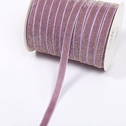 GreatRise 5 Yard Metallisches Glitzer Satinband Einseitiges Samtband Glitzer Samt Dekoband Schleifenband Schmuckband für Nähen Geburtstag Party Hochzeit Weihnachten Dekor Violett #1 0.6cm von GreatRise