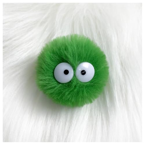 GreatRise 5 cm Kunstfell Pompon mit Cartoon-Augen Plüschbälle Kaninchenfell Bommel Fellbommel Fellbommel Kunstpelz Pom Ball für Mützen Tasche Dekoration Schlüsselanhänger Grasgrün 10 Stück von GreatRise