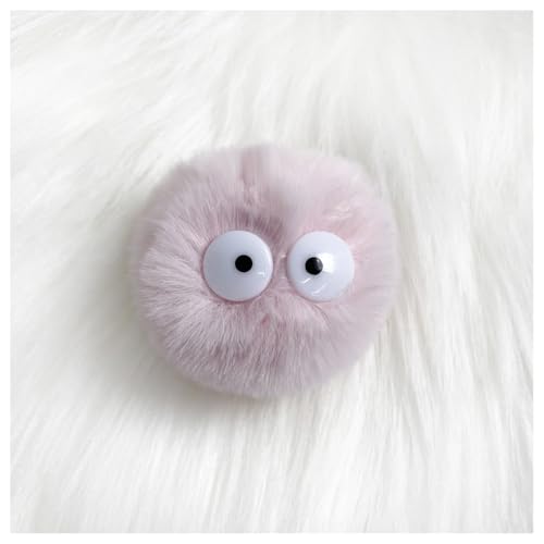 GreatRise 5 cm Kunstfell Pompon mit Cartoon-Augen Plüschbälle Kaninchenfell Bommel Fellbommel Fellbommel Kunstpelz Pom Ball für Mützen Tasche Dekoration Schlüsselanhänger Hellrosa 50 Stück von GreatRise