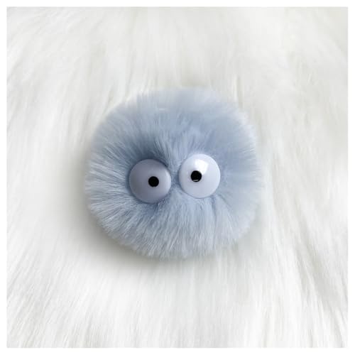 GreatRise 5 cm Kunstfell Pompon mit Cartoon-Augen Plüschbälle Kaninchenfell Bommel Fellbommel Fellbommel Kunstpelz Pom Ball für Mützen Tasche Dekoration Schlüsselanhänger Himmelblau 10 Stück von GreatRise