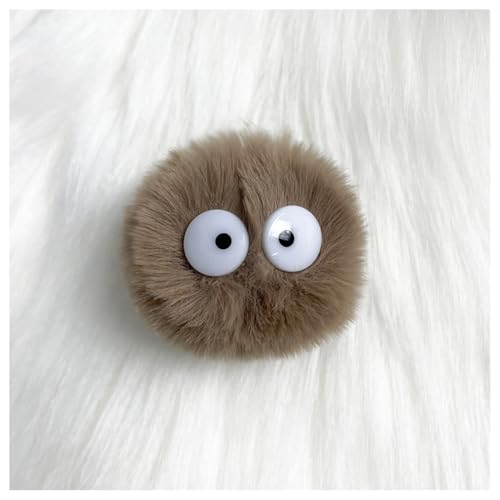 GreatRise 5 cm Kunstfell Pompon mit Cartoon-Augen Plüschbälle Kaninchenfell Bommel Fellbommel Fellbommel Kunstpelz Pom Ball für Mützen Tasche Dekoration Schlüsselanhänger Khaki 20 Stück von GreatRise