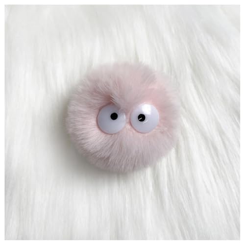 GreatRise 5 cm Kunstfell Pompon mit Cartoon-Augen Plüschbälle Kaninchenfell Bommel Fellbommel Fellbommel Kunstpelz Pom Ball für Mützen Tasche Dekoration Schlüsselanhänger Rosa#2 30 Stück von GreatRise