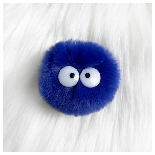 GreatRise 5 cm Kunstfell Pompon mit Cartoon-Augen Plüschbälle Kaninchenfell Bommel Fellbommel Fellbommel Kunstpelz Pom Ball für Mützen Tasche Dekoration Schlüsselanhänger Saphirblau 10 Stück von GreatRise