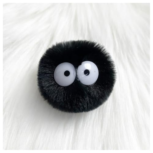 GreatRise 5 cm Kunstfell Pompon mit Cartoon-Augen Plüschbälle Kaninchenfell Bommel Fellbommel Fellbommel Kunstpelz Pom Ball für Mützen Tasche Dekoration Schlüsselanhänger Schwarz 10 Stück von GreatRise