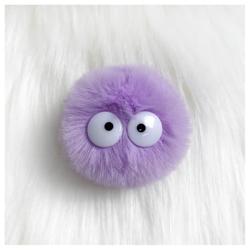 GreatRise 5 cm Kunstfell Pompon mit Cartoon-Augen Plüschbälle Kaninchenfell Bommel Fellbommel Fellbommel Kunstpelz Pom Ball für Mützen Tasche Dekoration Schlüsselanhänger Violett 5 Stück von GreatRise