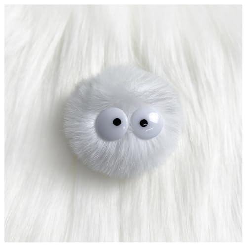 GreatRise 5 cm Kunstfell Pompon mit Cartoon-Augen Plüschbälle Kaninchenfell Bommel Fellbommel Fellbommel Kunstpelz Pom Ball für Mützen Tasche Dekoration Schlüsselanhänger Weiß 30 Stück von GreatRise