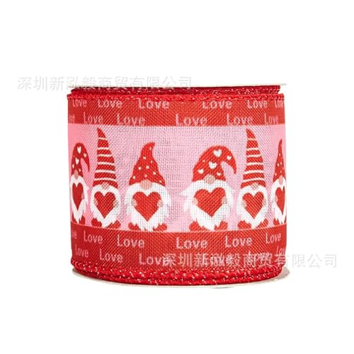 GreatRise 6.3CM*5Yards Valentinstag Geschenkband Herzförmig Dekoband Herz Farbband Herzbänder Valentinsband Weihnachtsband Stoffband Schleifenband für Festliche Hochzeit Blumenstrauß DIY Deko #1 von GreatRise