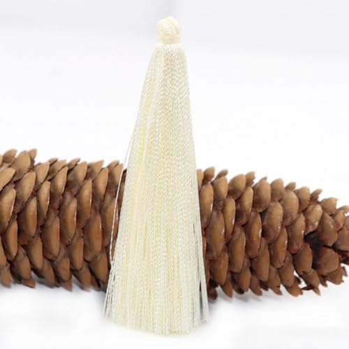 GreatRise 6.5 cm Chinesische Quaste Weiche Quasten Bunte Bastel-Quasten Lesezeichen Quasten Handgefertigtes Quasten für Schmuckherstellung DIY Bastelzubehör Wohnkultur Beige 10 Stück von GreatRise