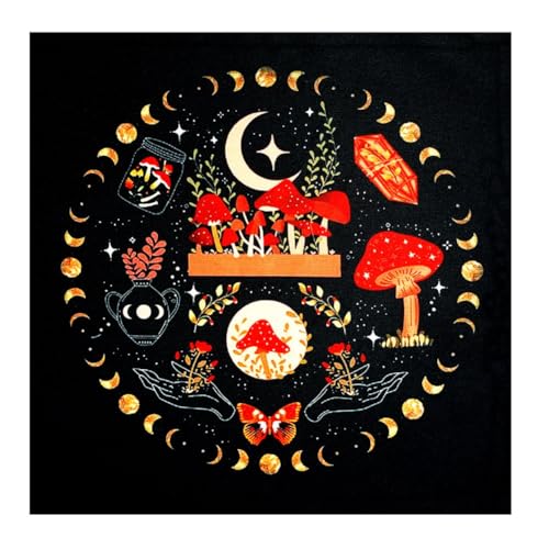 GreatRise 60 × 60cm Altar Zubehör Tarot-Tischdecke Tarot-Tuch Spiritueller Wandteppich, Lebensbaum/Sonne/Mond/Blumenmuster, Hexereizubehör für Tarot-Enthusiasten Haushalte Deko C11 von GreatRise