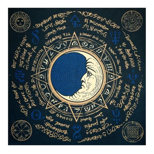 GreatRise 60 × 60cm Altar Zubehör Tarot-Tischdecke Tarot-Tuch Spiritueller Wandteppich, Lebensbaum/Sonne/Mond/Blumenmuster, Hexereizubehör für Tarot-Enthusiasten Haushalte Deko C13 von GreatRise